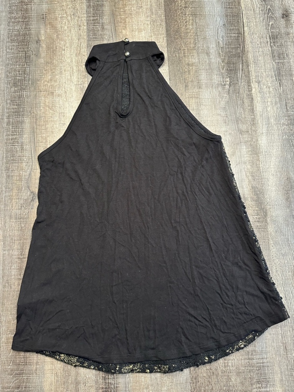 12 Pm By Mon Ami Black Halter Camisole with Gold Sequin Detail Size Small - Picture 9 of 10